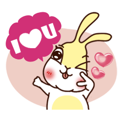 [LINEスタンプ] A blush came into the rabbit.