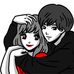[LINEスタンプ] Manga couple in love - Valentine's Dayの画像（メイン）