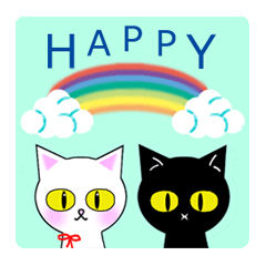 [LINEスタンプ] 感情豊かな黒い猫さんと白い猫さんの画像（メイン）
