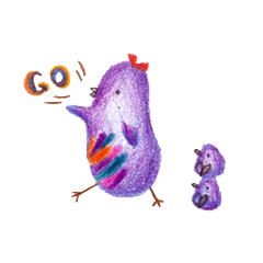 [LINEスタンプ] Purple bird ＆ flower hedgehog