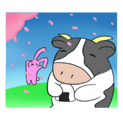 [LINEスタンプ] 牛さんの春休み