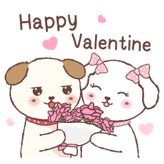 [LINEスタンプ] Puppies Love Valentine Eng Ver